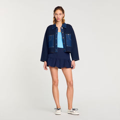 Sandro / Denim detail cardigan Navy Blue