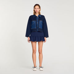 Sandro / Denim detail cardigan Navy Blue