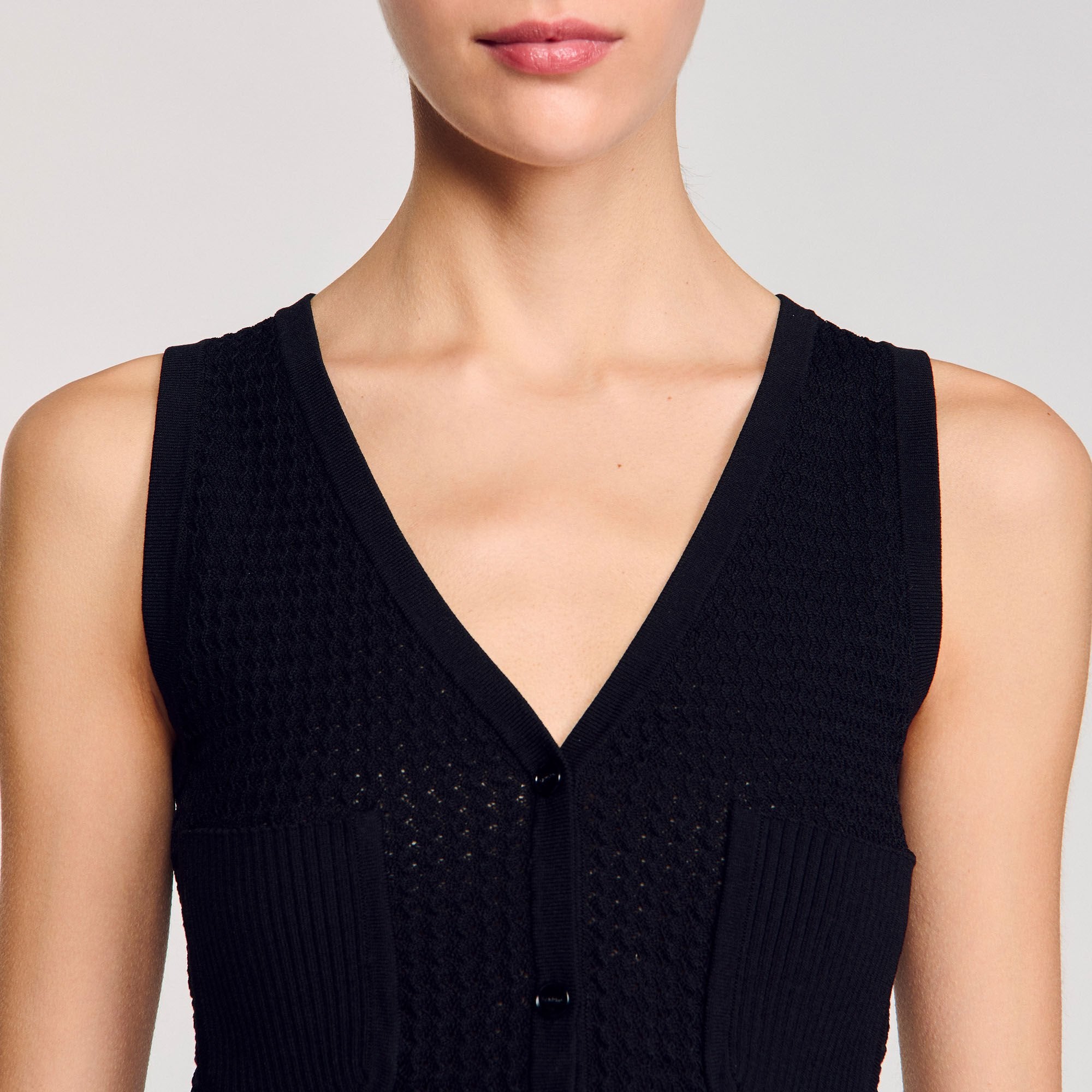 Sandro / Decorative knit cardigan Black