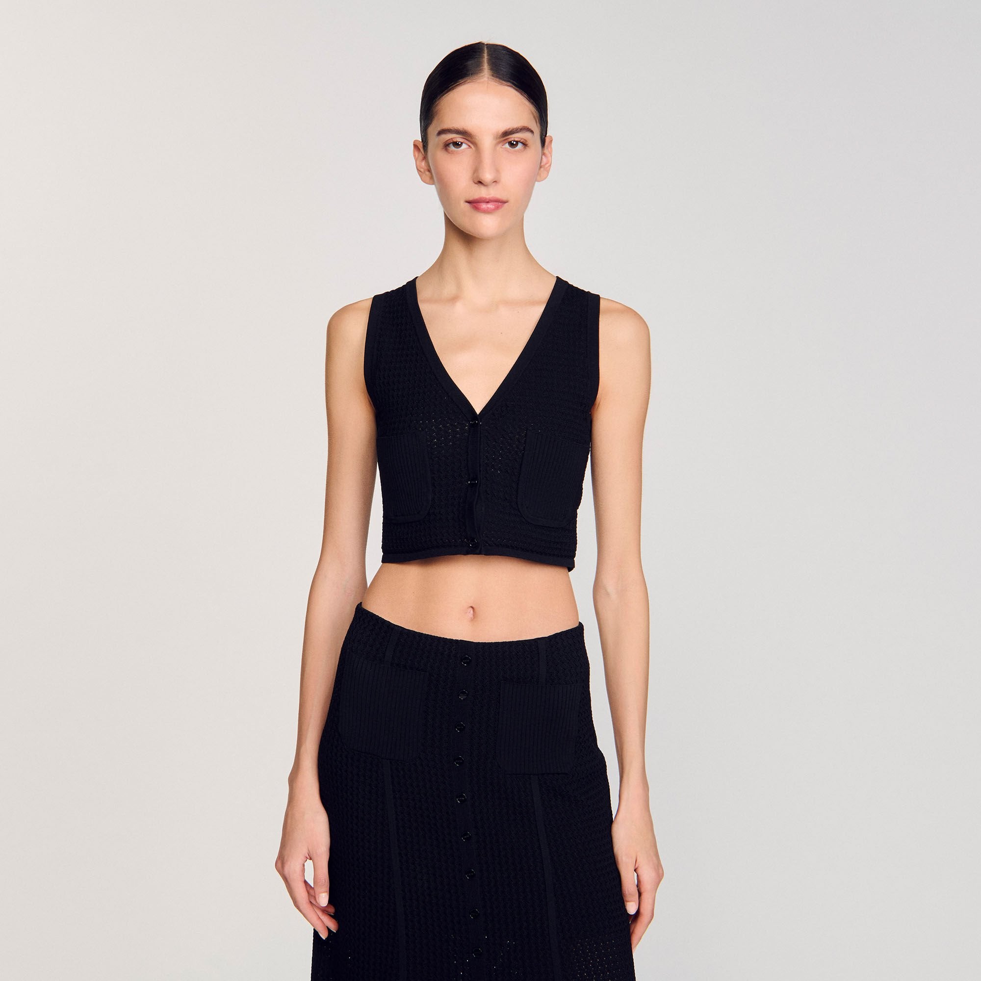 Sandro / Decorative knit cardigan Black