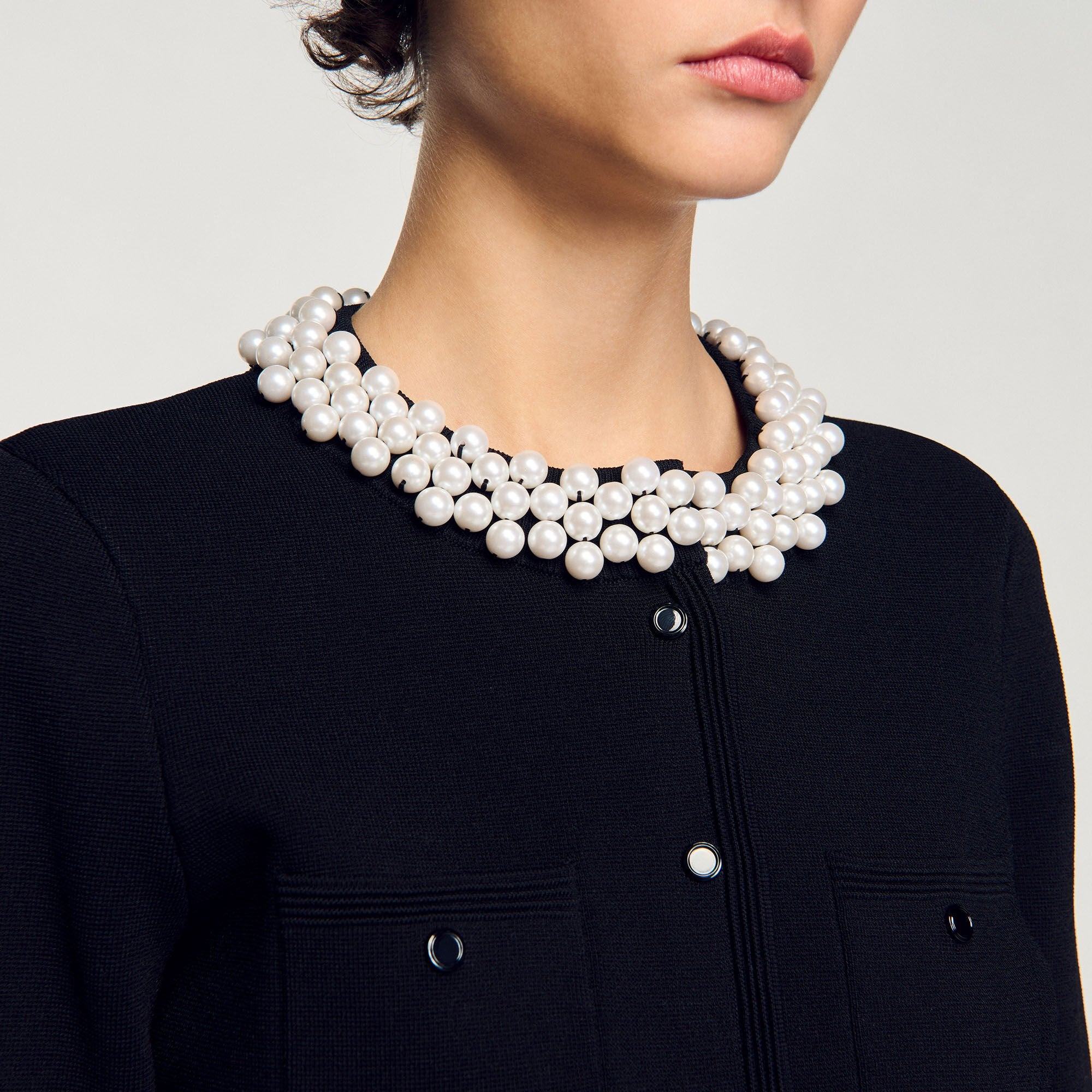 Sandro / Cardigan with beaded collar Black