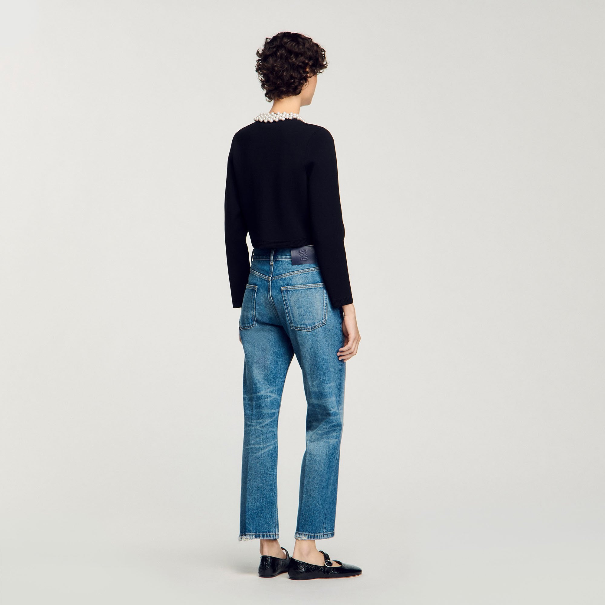 Sandro / Cardigan with beaded collar Black