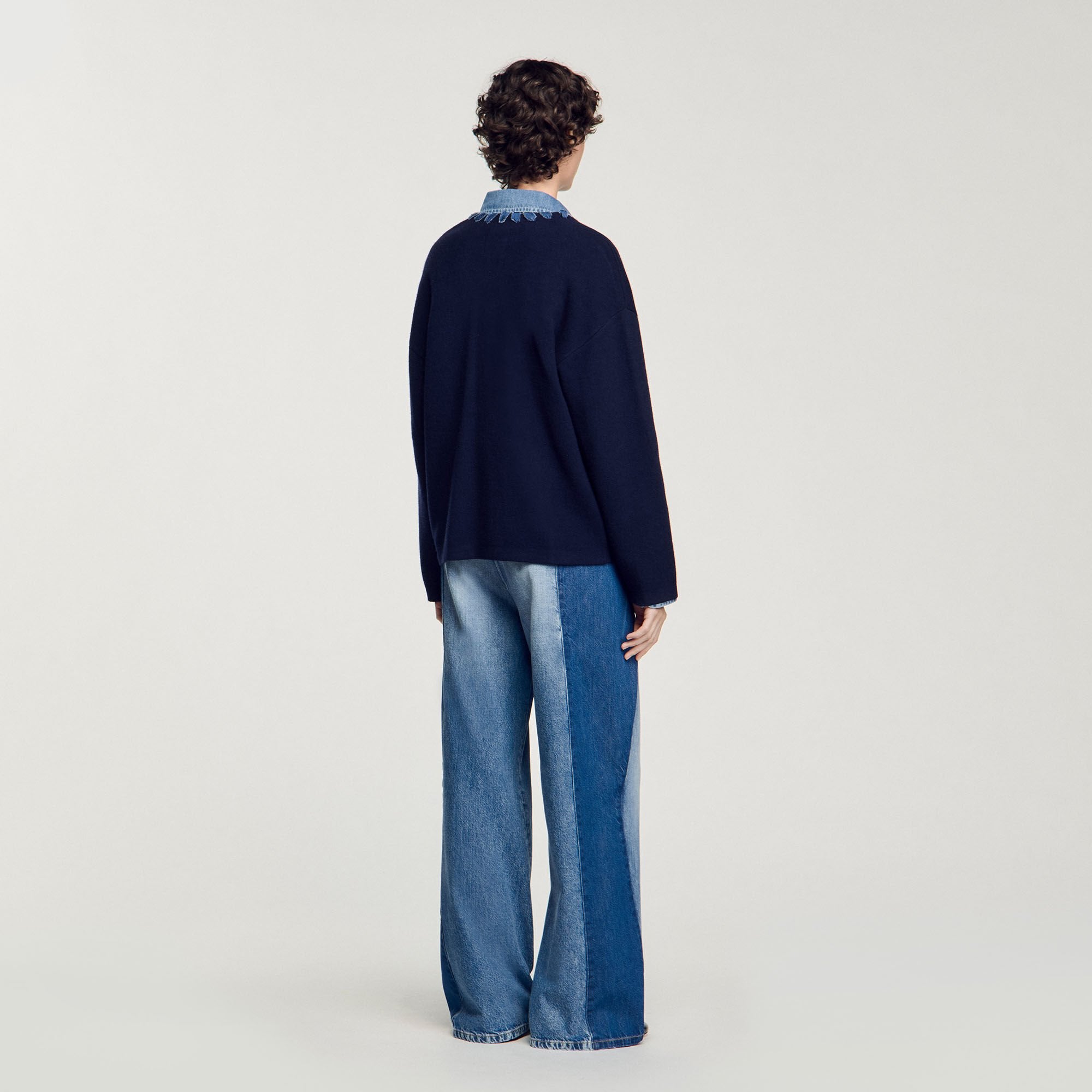 Sandro / Cardigan with denim details Navy Blue