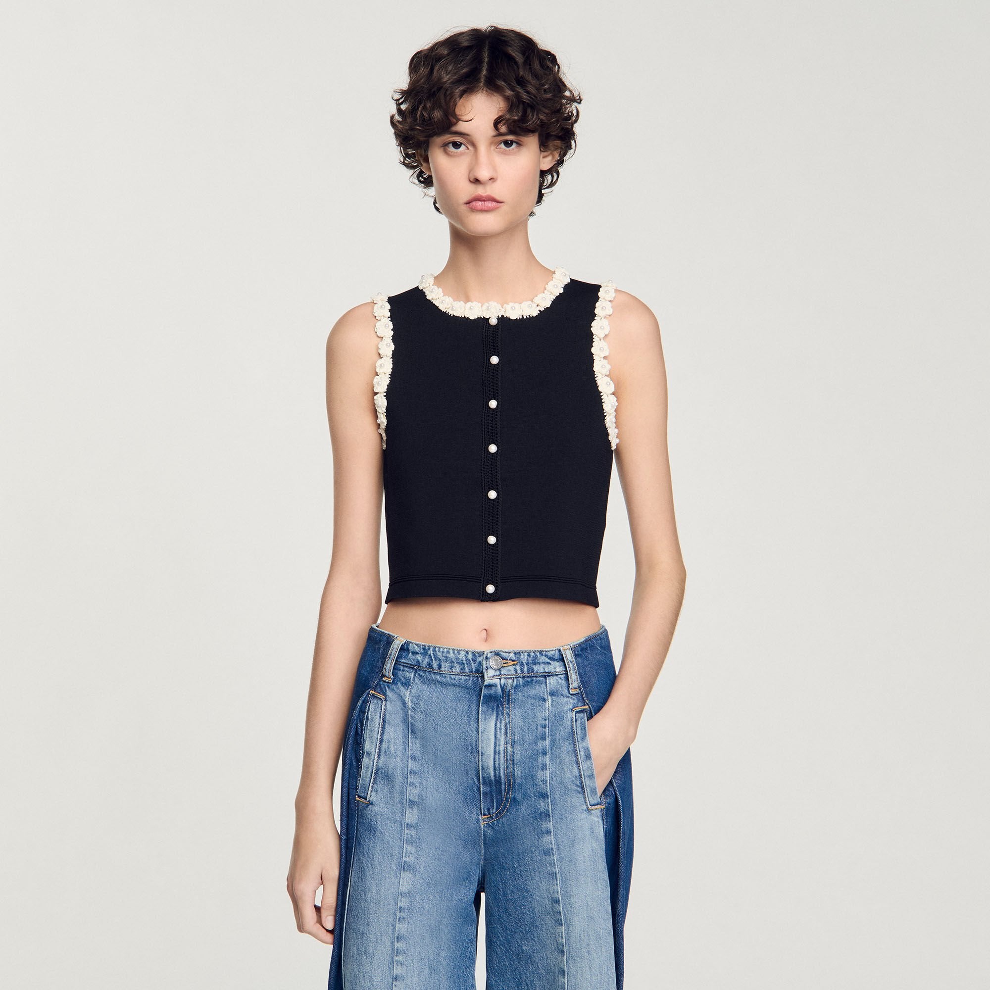 Sandro / Crochet cardigan Black