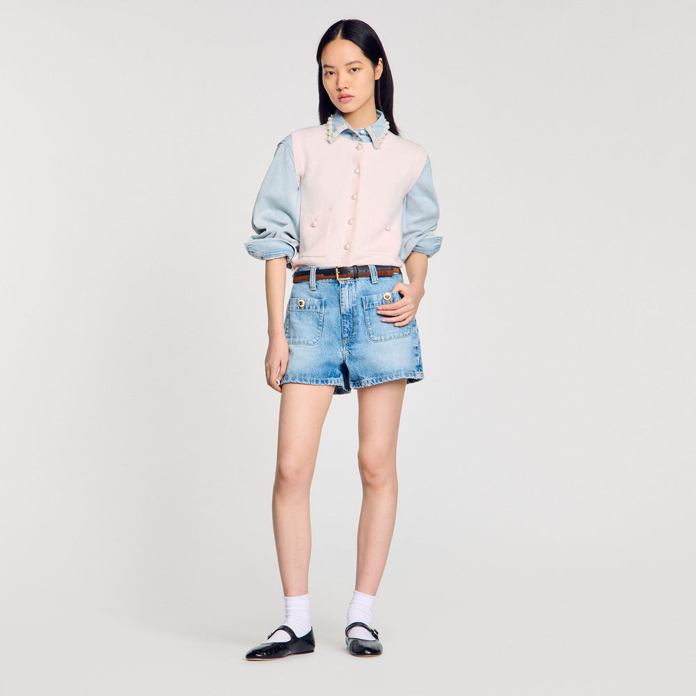 Sandro / Textured tweed cardigan Light Pink