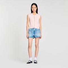 Sandro / Textured tweed cardigan Light Pink