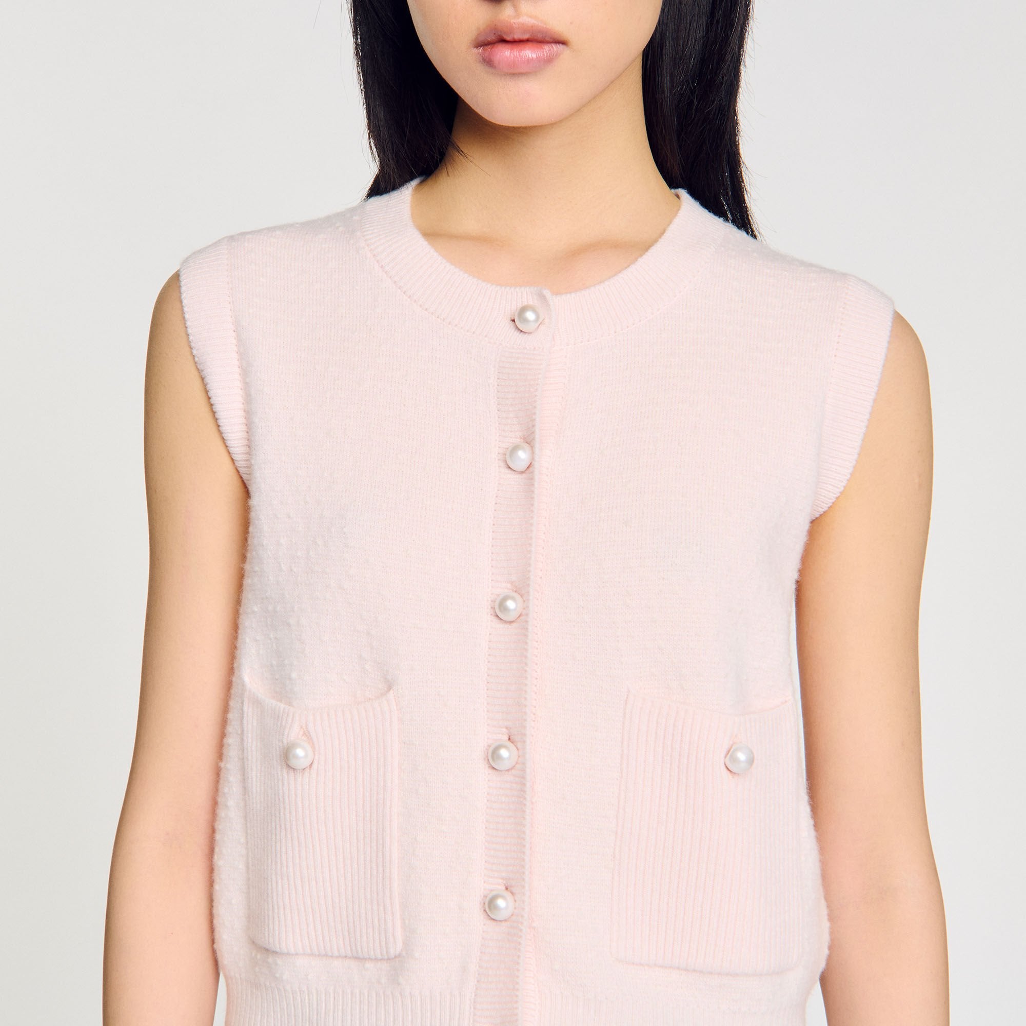 Sandro / Textured tweed cardigan Light Pink