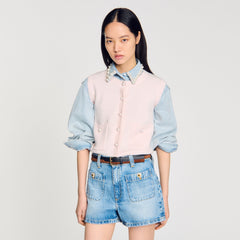 Sandro / Textured tweed cardigan Light Pink