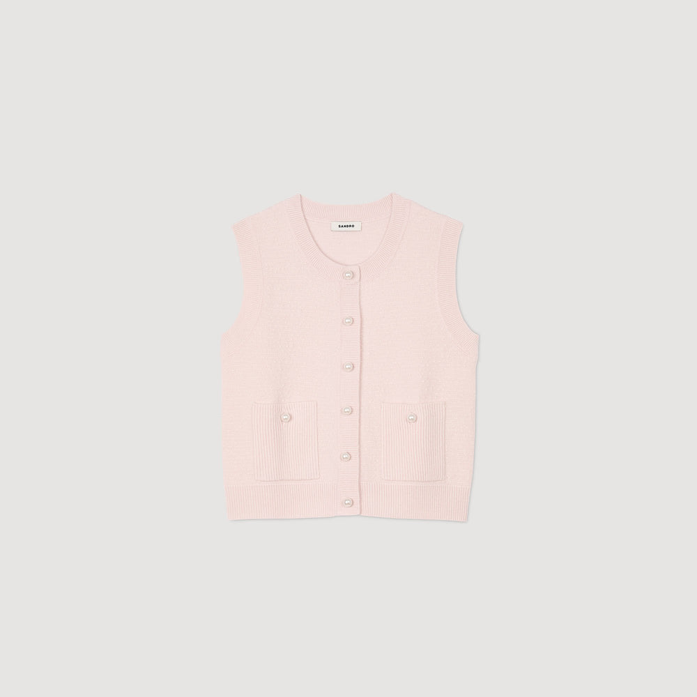 Sandro / Textured tweed cardigan Light Pink