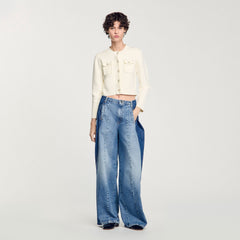 Sandro / Rib knit cardigan Ecru