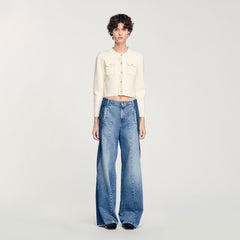 Sandro / Rib knit cardigan Ecru