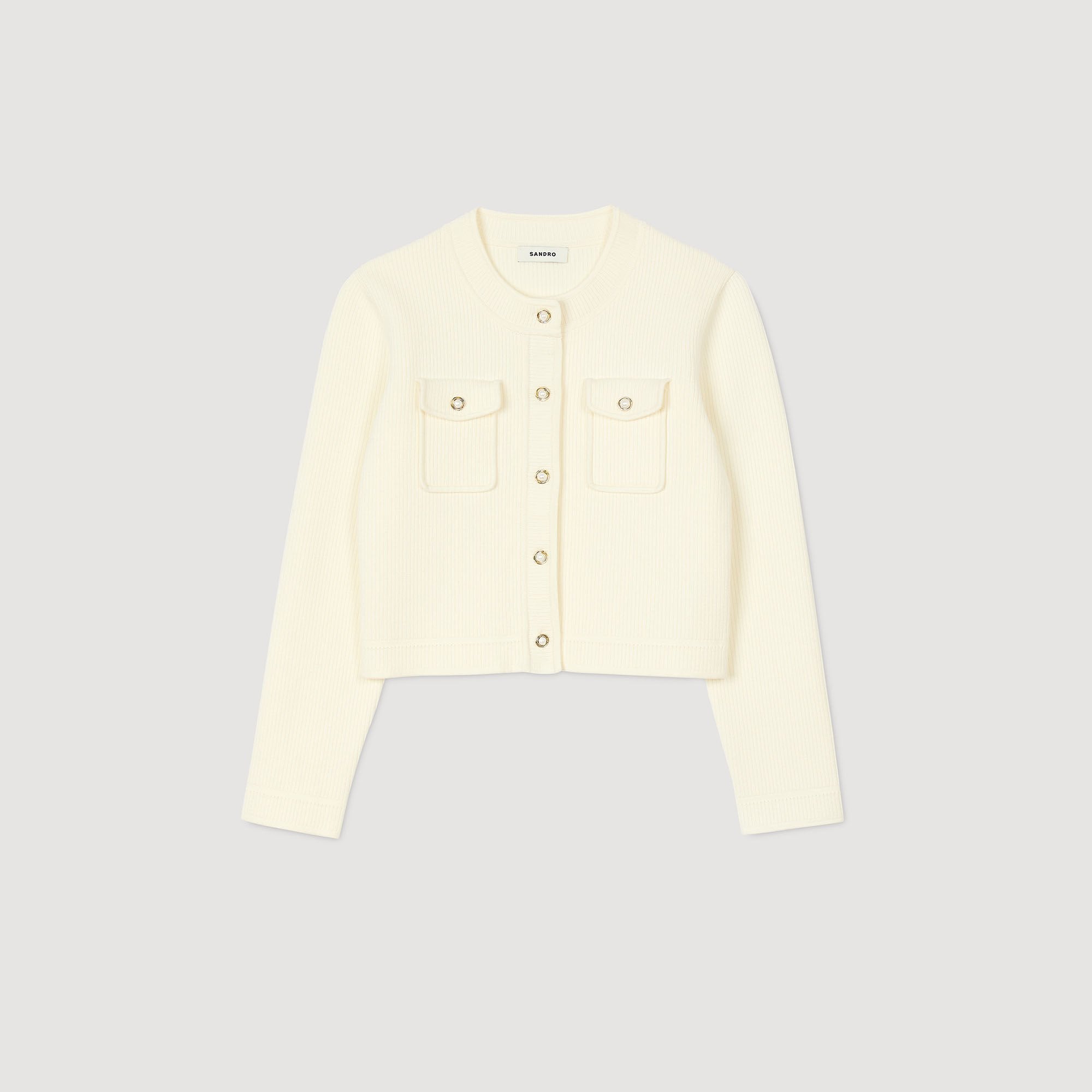 Sandro / Rib knit cardigan Ecru