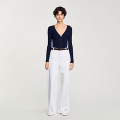 Sandro / Rib knit cardigan Navy Blue