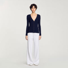 Sandro / Rib knit cardigan Navy Blue