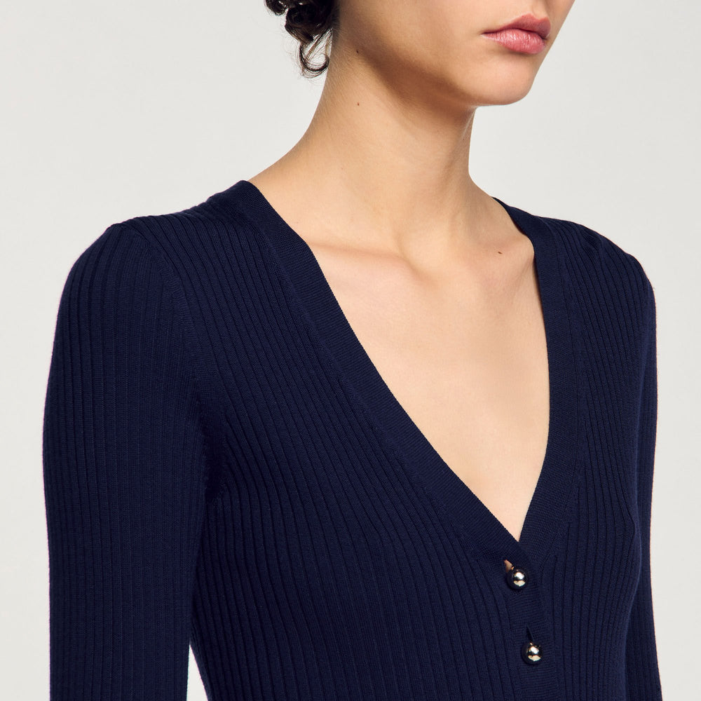 Sandro / Rib knit cardigan Navy Blue
