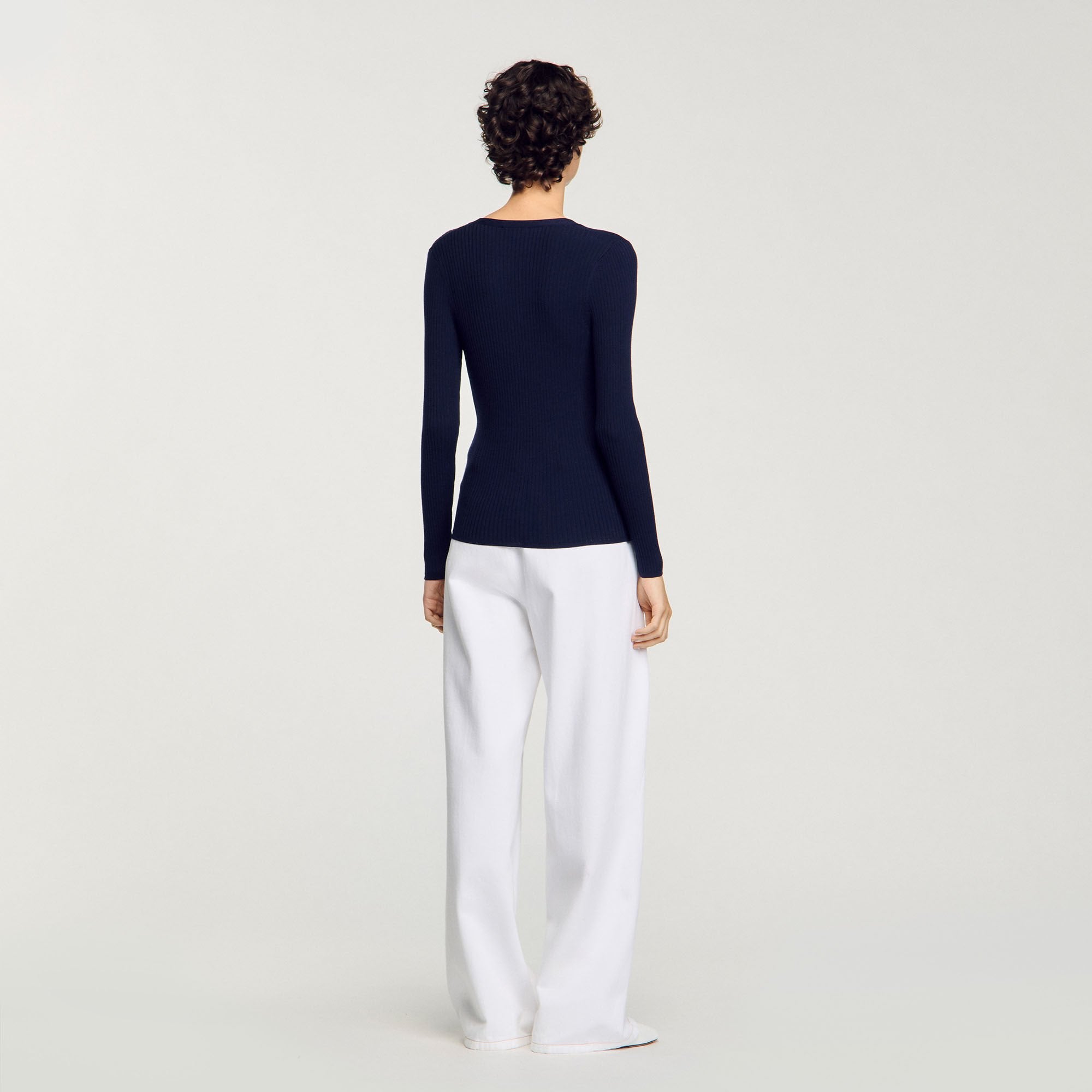 Sandro / Rib knit cardigan Navy Blue