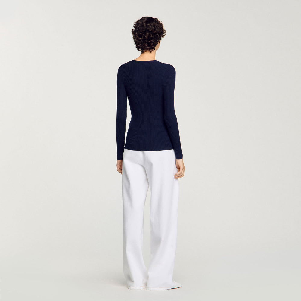 Sandro / Rib knit cardigan Navy Blue