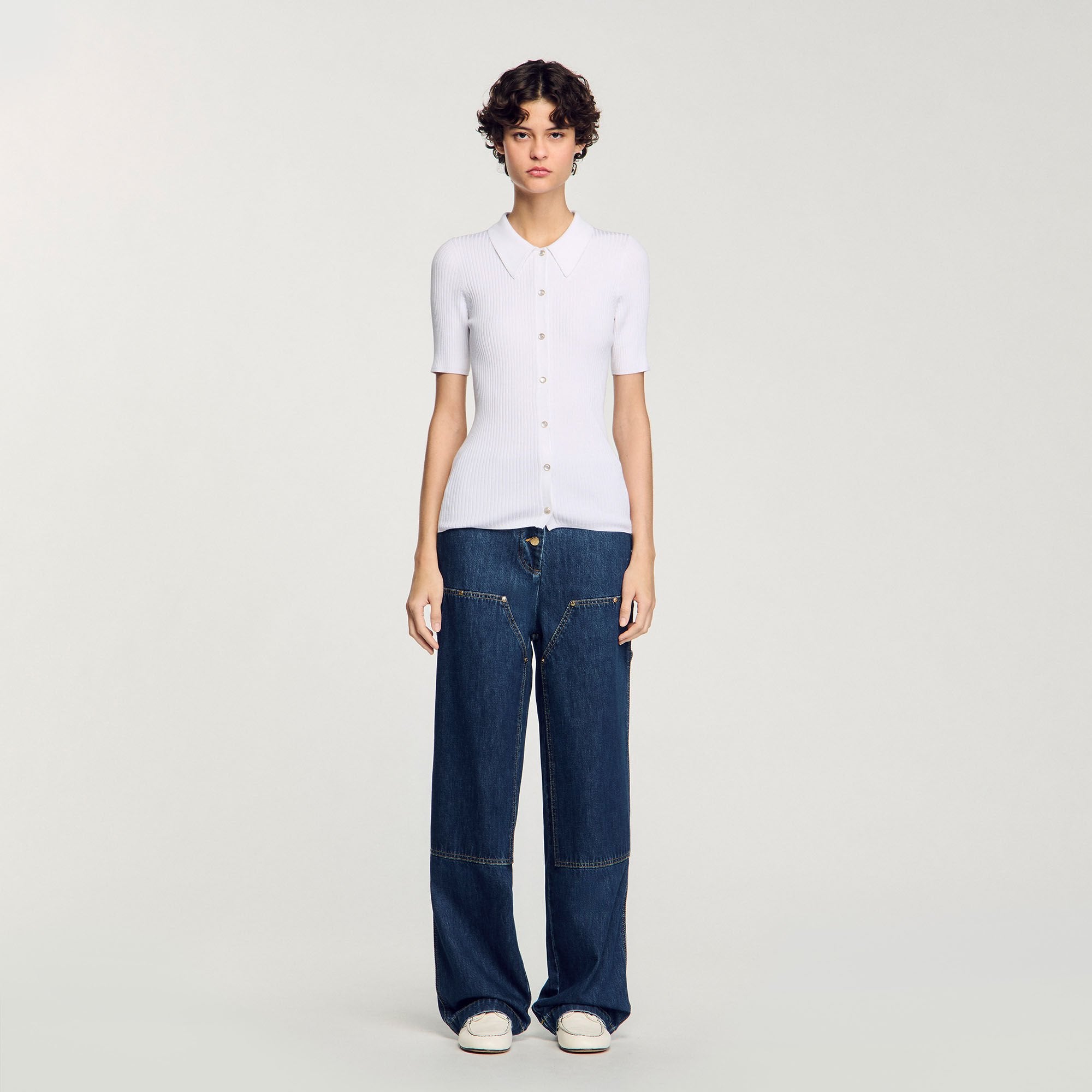 Sandro / Rib knit cardigan White