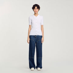Sandro / Rib knit cardigan White