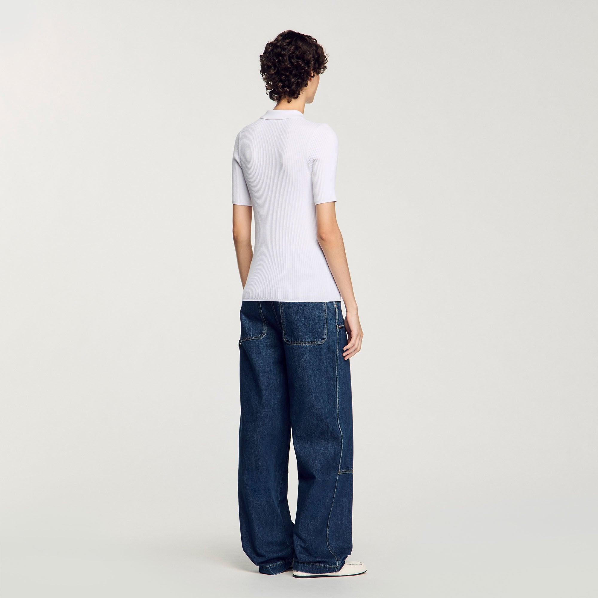 Sandro / Rib knit cardigan White