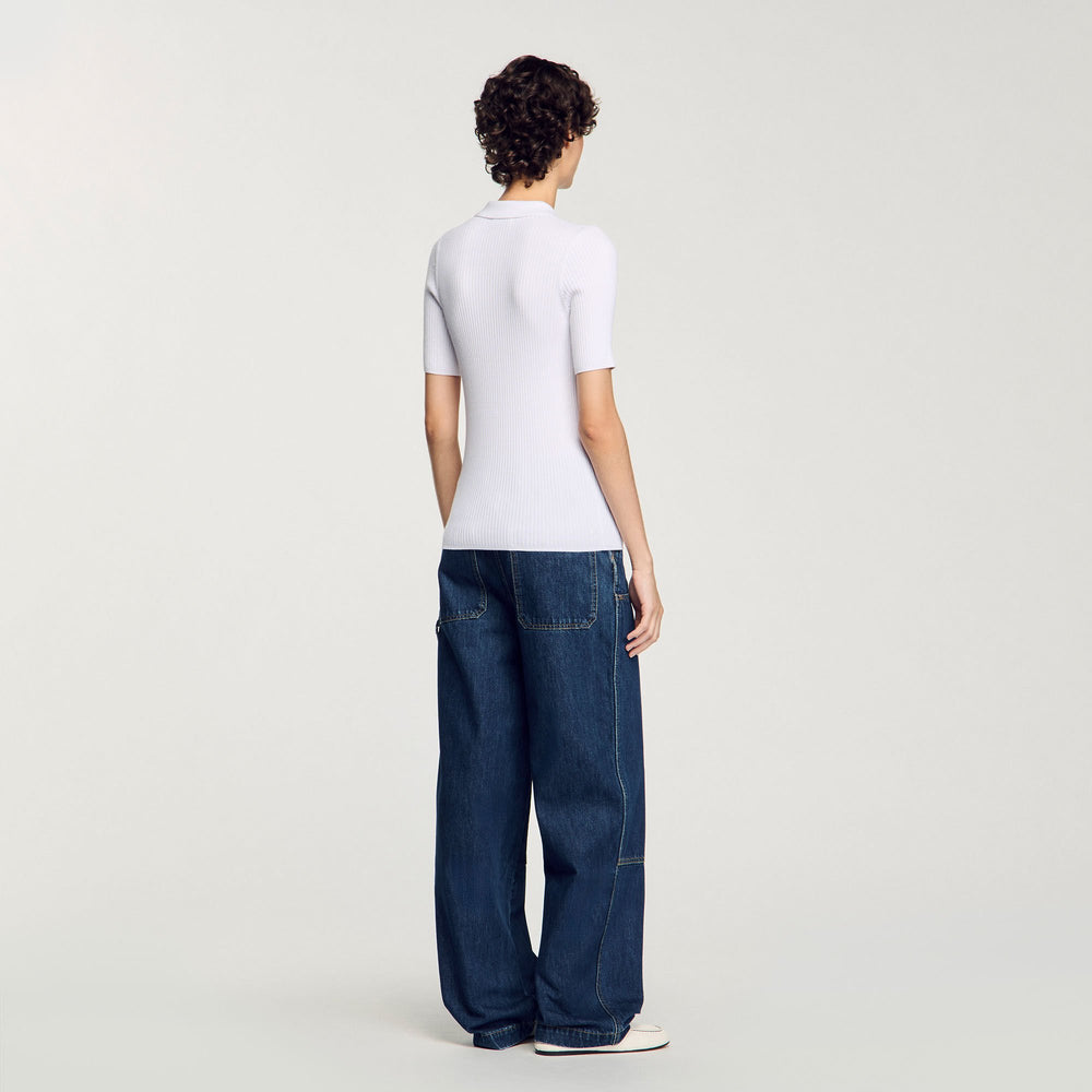 Sandro / Rib knit cardigan White