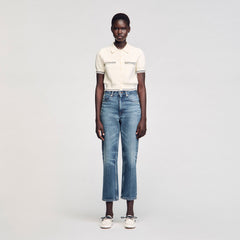 Sandro / Short-sleeved cardigan Ecru