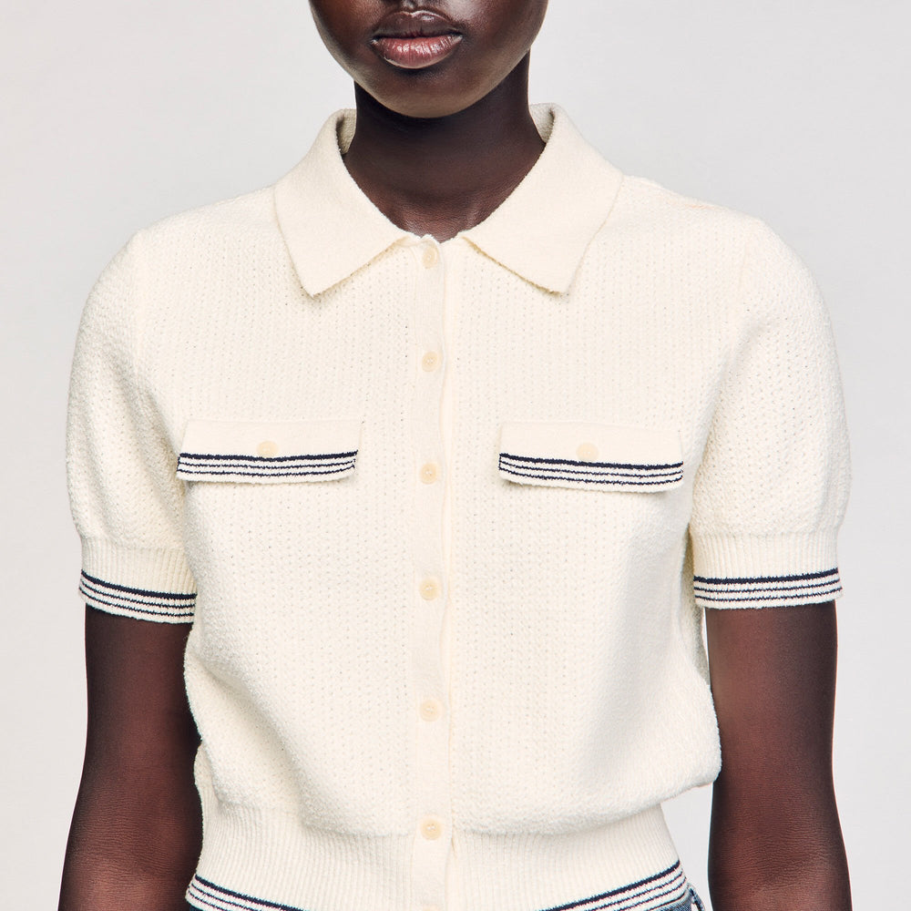 Sandro / Short-sleeved cardigan Ecru