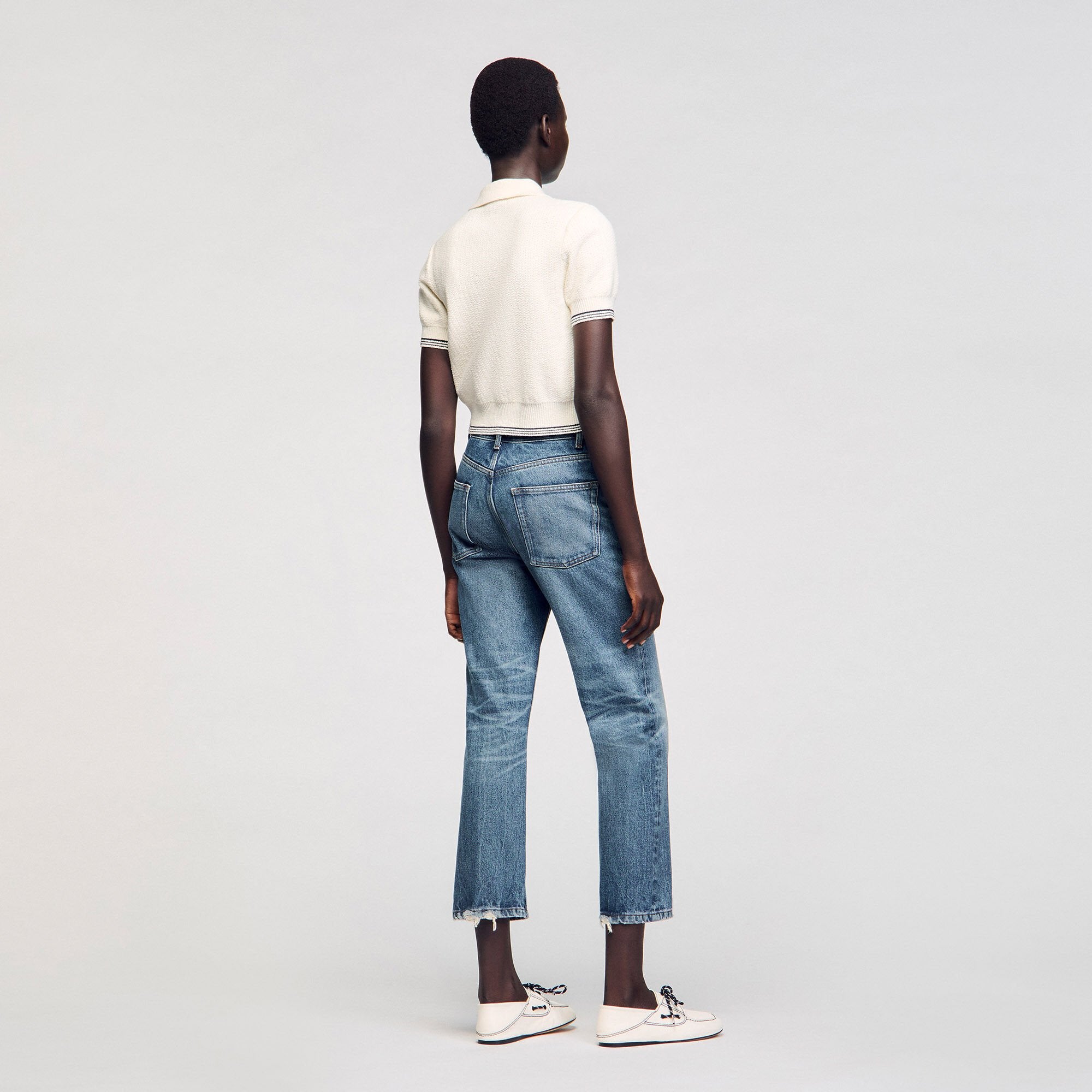 Sandro / Short-sleeved cardigan Ecru