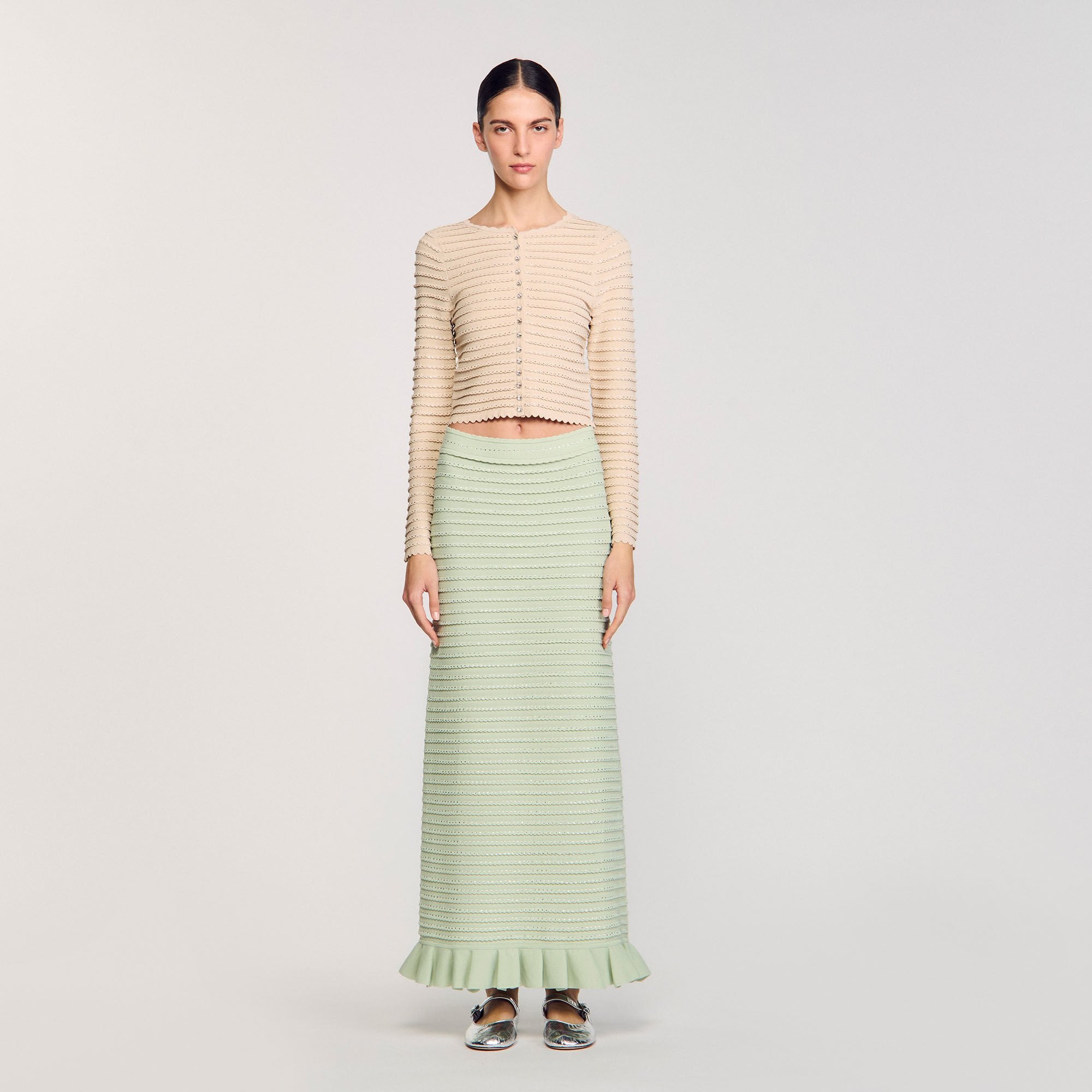 Sandro / Rhinestone cardigan Beige