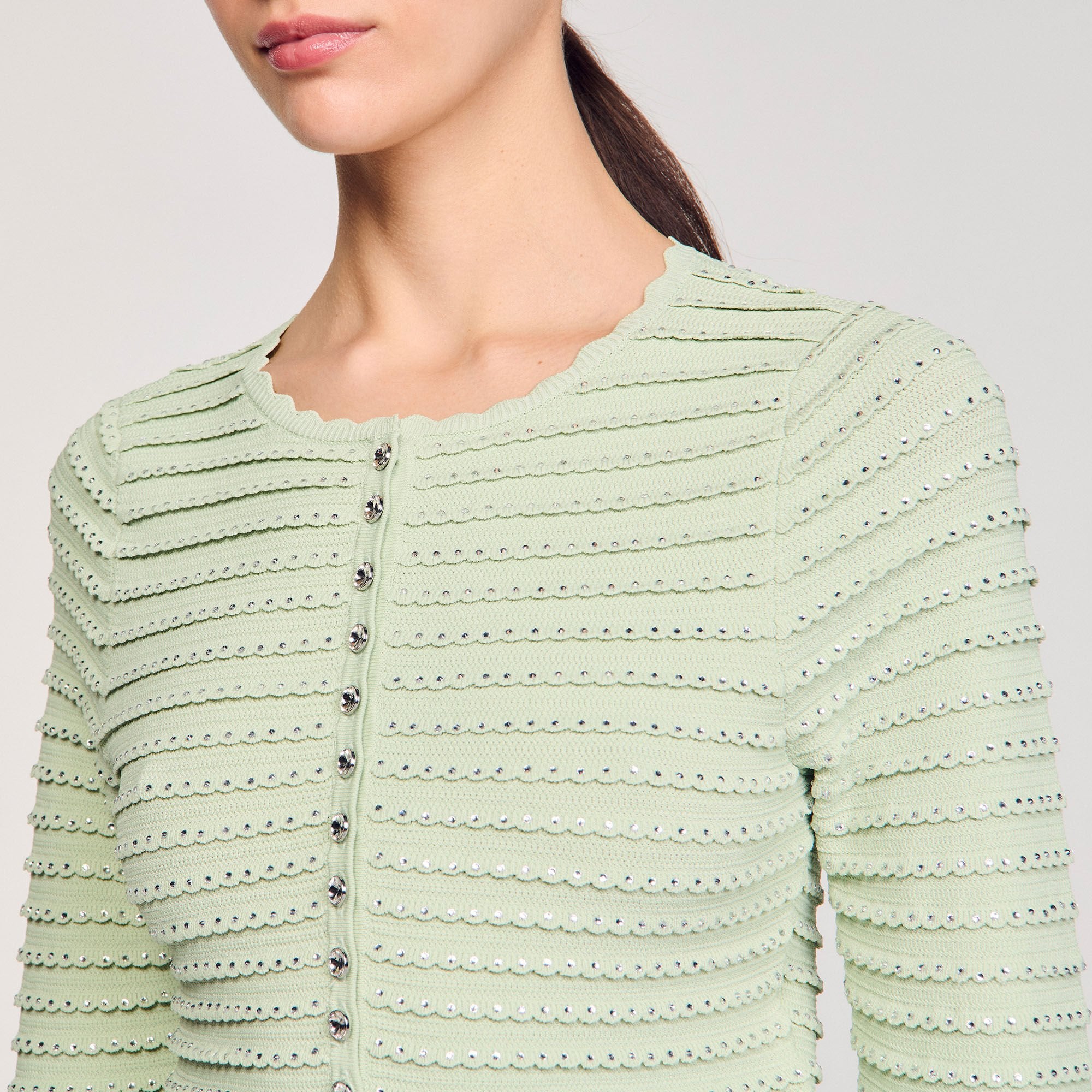 Sandro / Rhinestone cardigan Almond Green