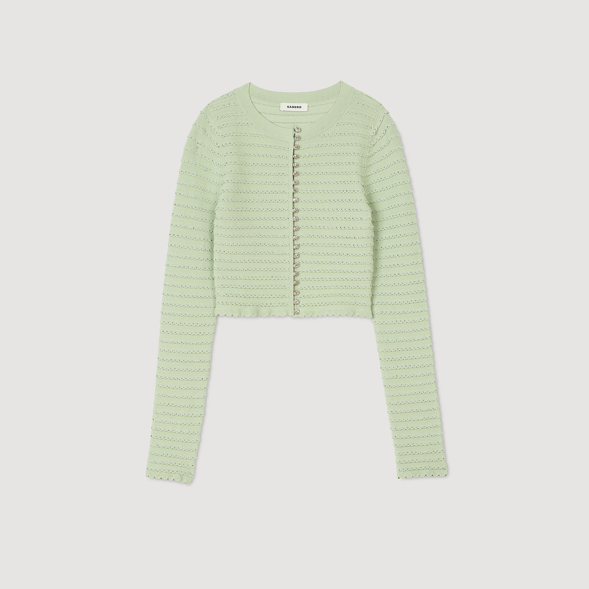 Sandro / Rhinestone cardigan Almond Green