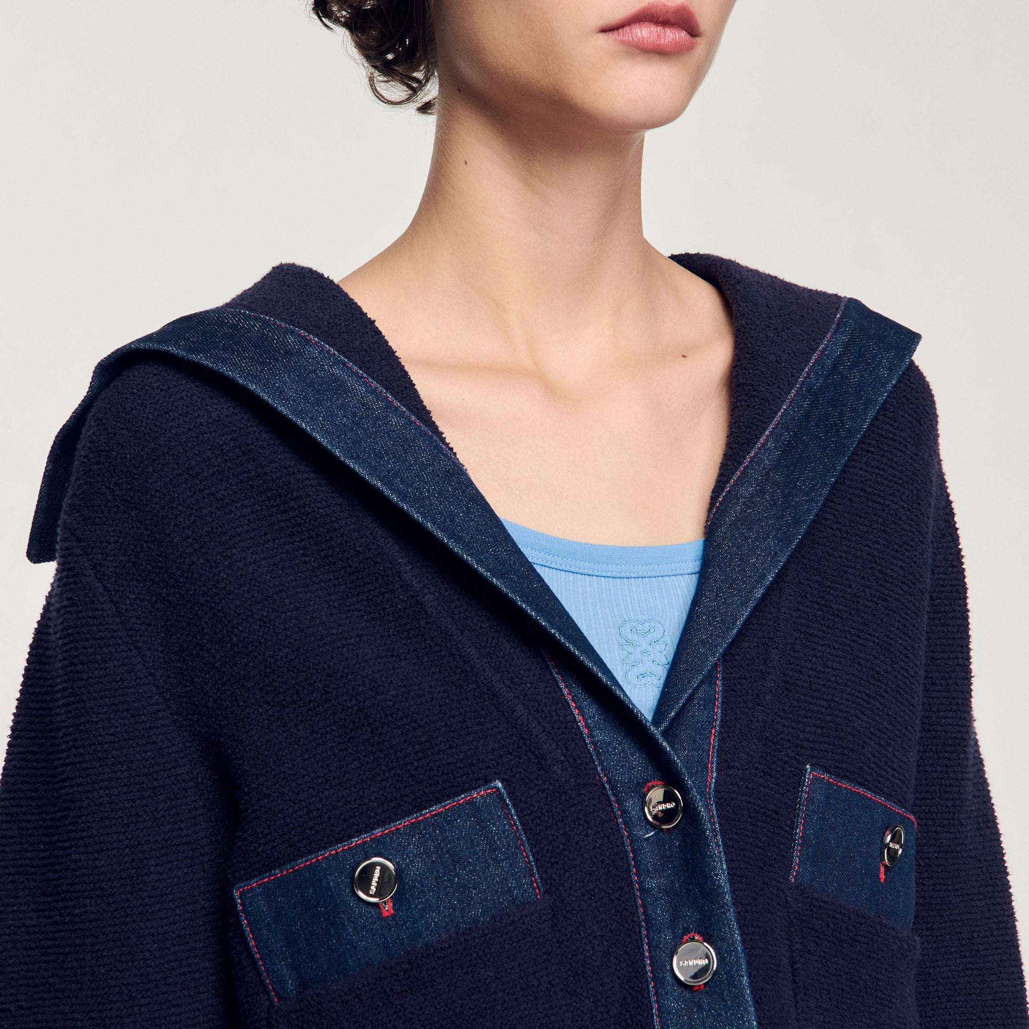 Sandro / Cardigan with denim details Navy Blue