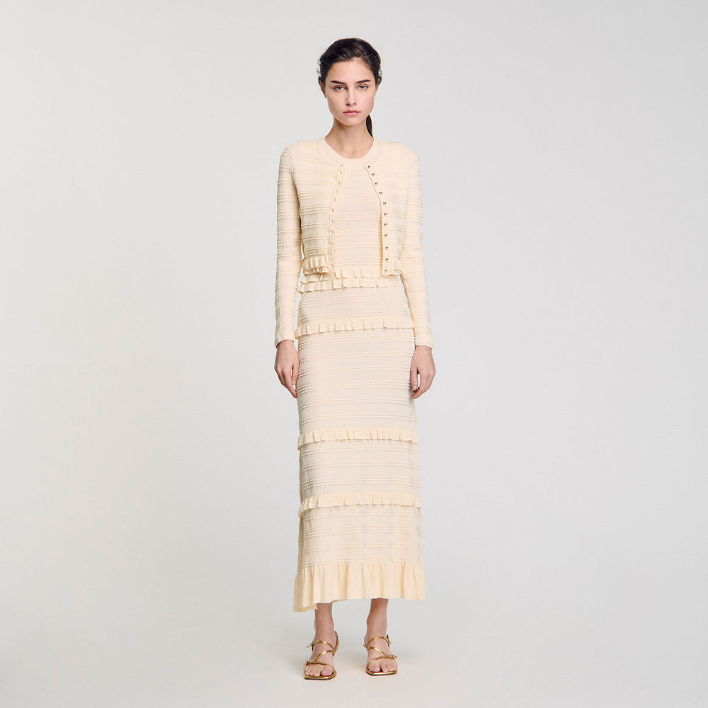 Sandro / Ruffled cardigan Ecru