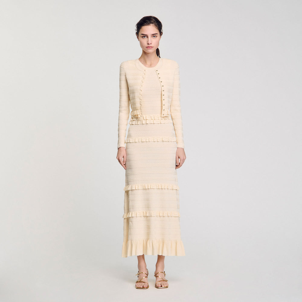 Sandro / Ruffled cardigan Ecru