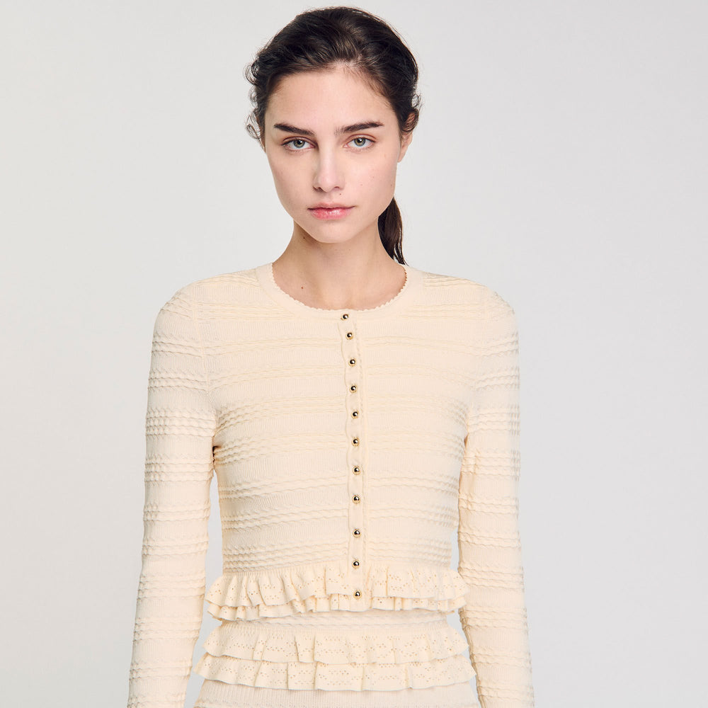 Sandro / Ruffled cardigan Ecru