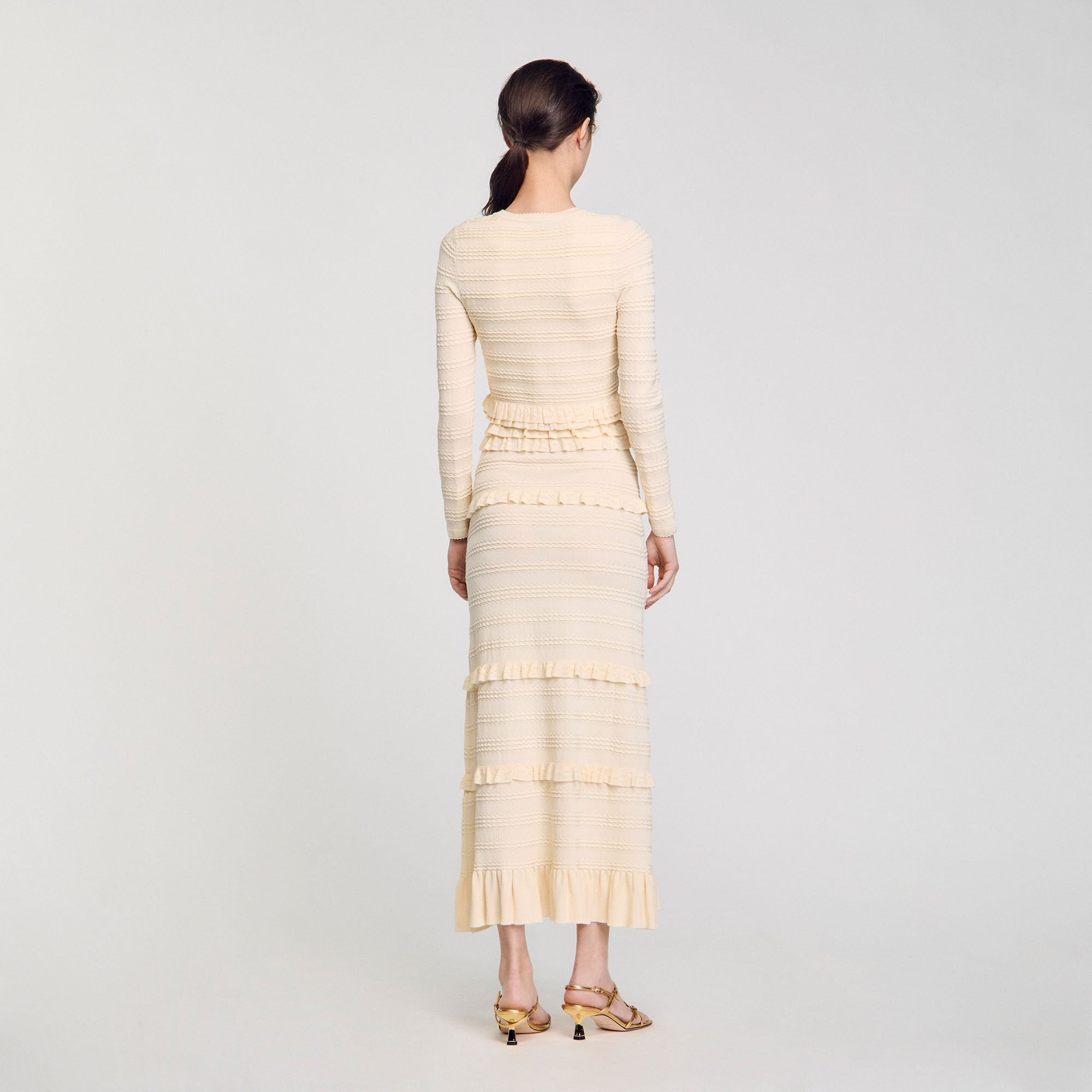 Sandro / Ruffled cardigan Ecru