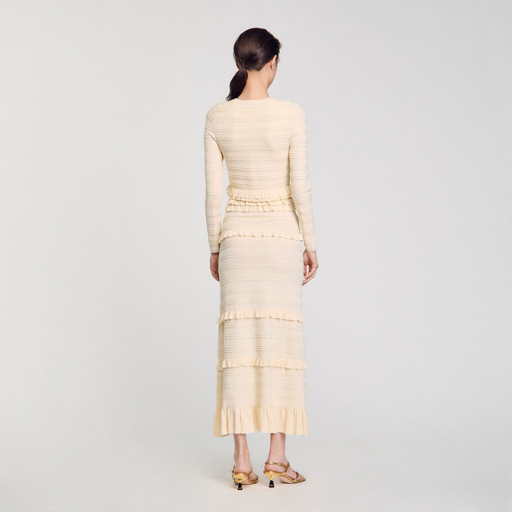 Sandro / Ruffled cardigan Ecru