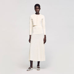 Sandro / Cropped cardigan with pearl buttons Ecru