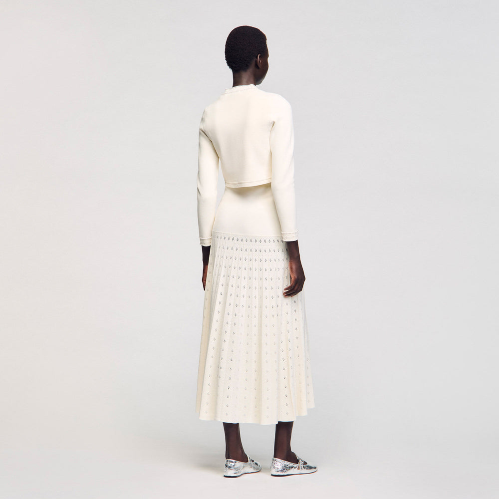 Sandro / Cropped cardigan with pearl buttons Ecru