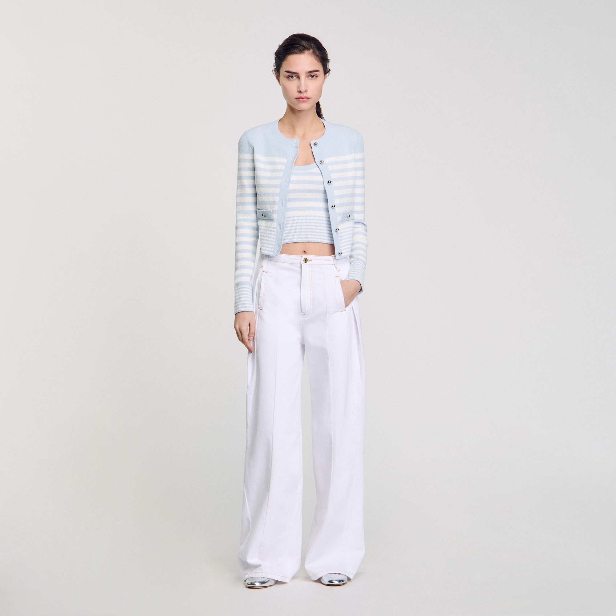 Sandro / Striped cardigan Sky Blue