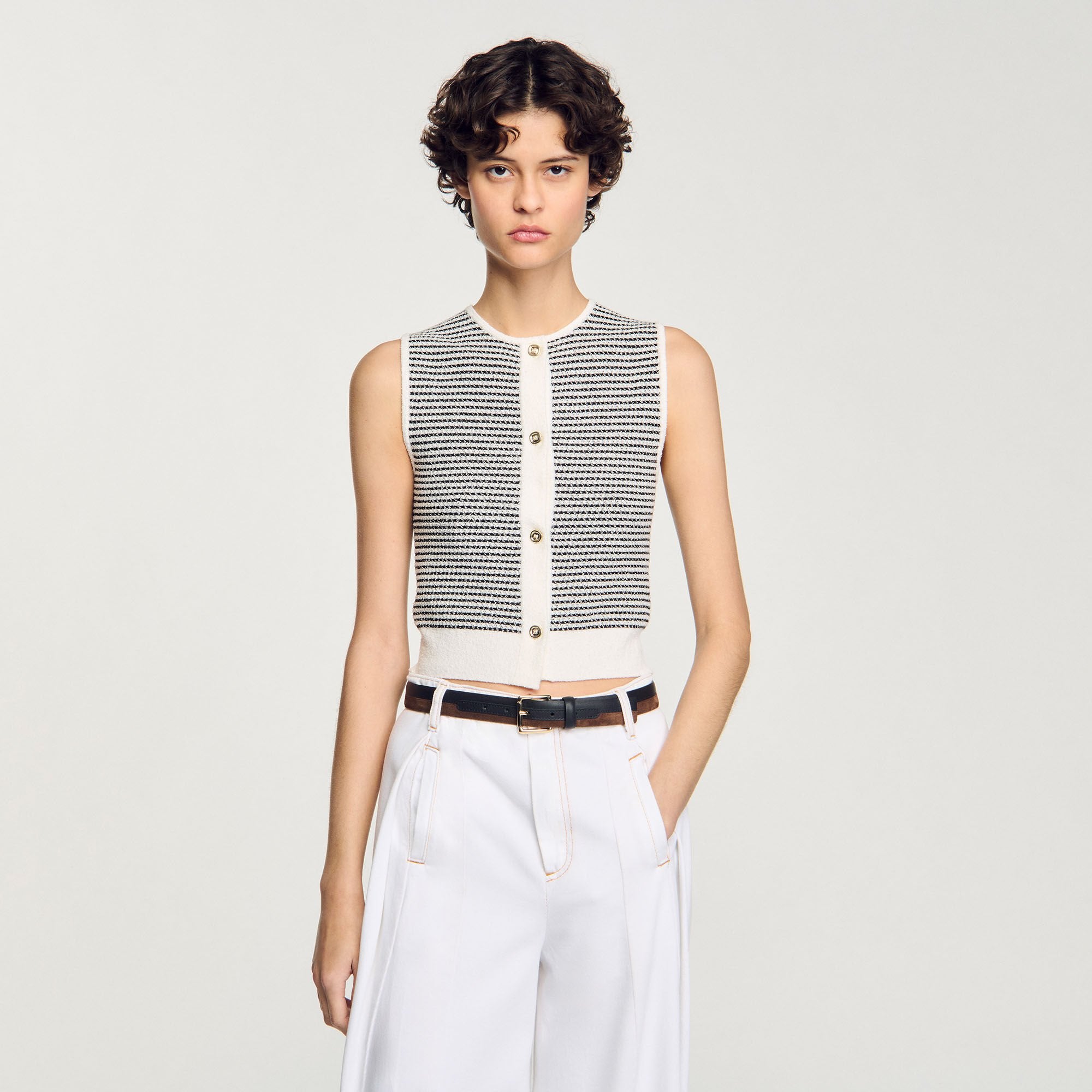Sandro / Striped cardigan Black / White