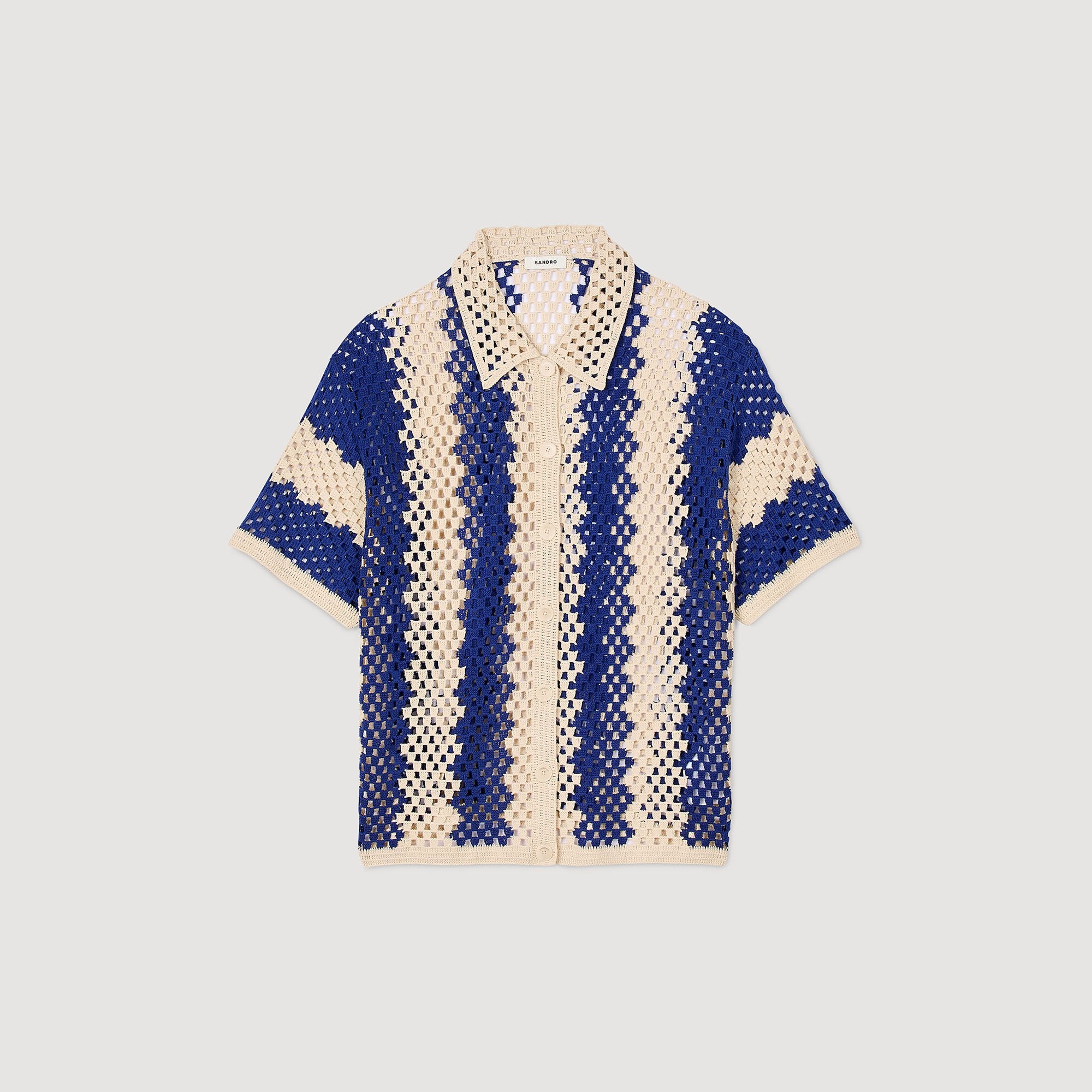 Sandro / Two-tone knit cardigan Blue / Ecru