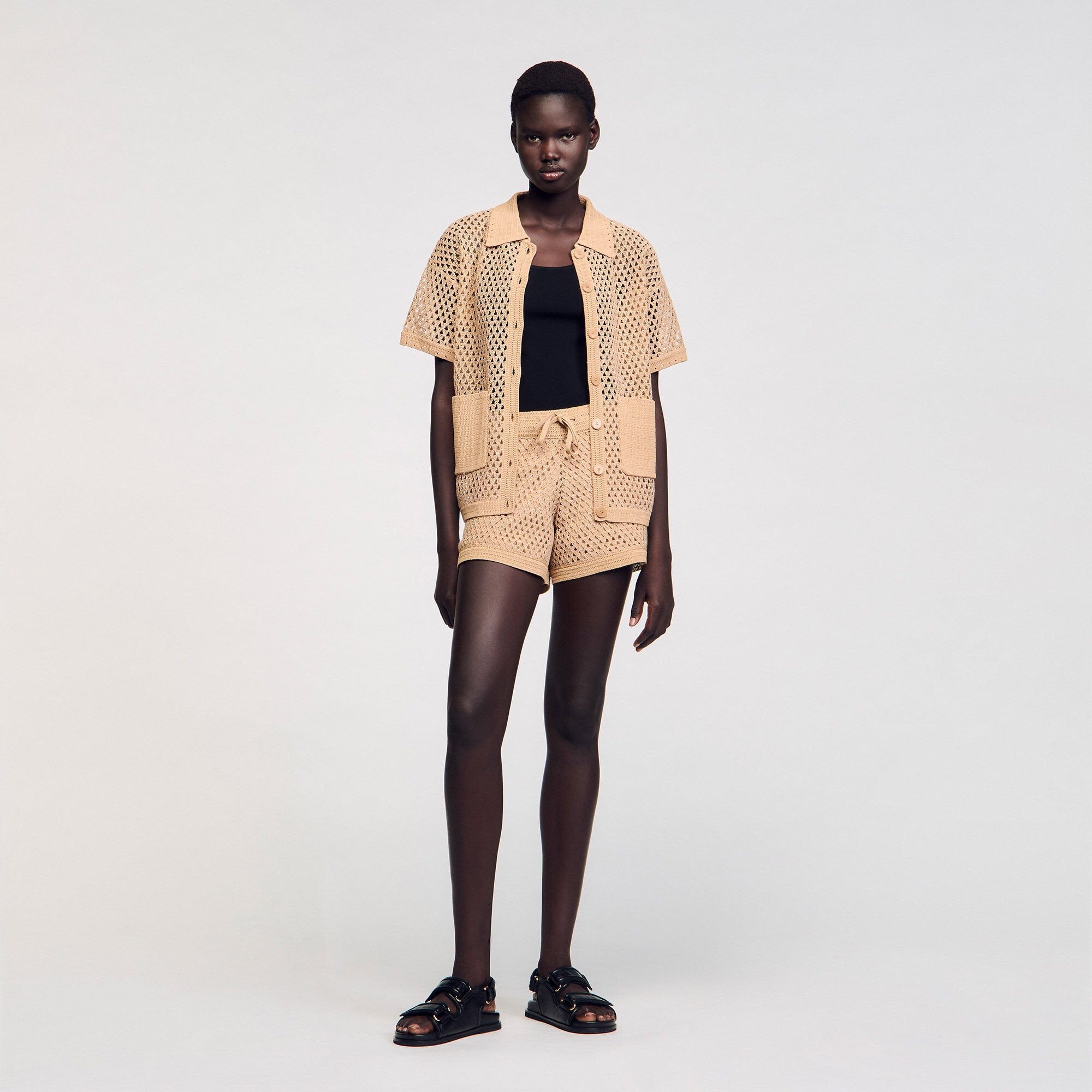 Sandro / Rhinestone cardigan Sand