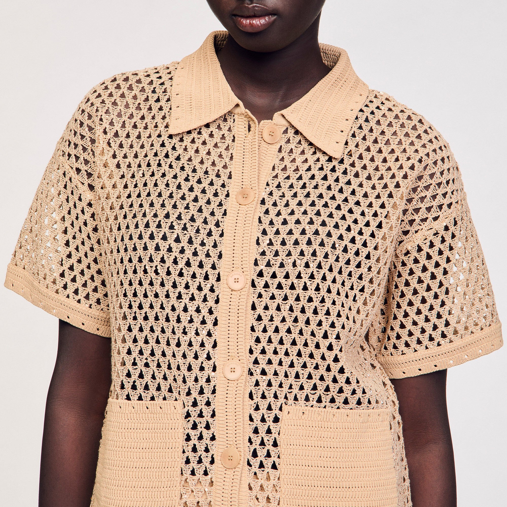 Sandro / Rhinestone cardigan Sand