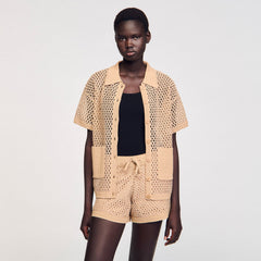 Sandro / Rhinestone cardigan Sand