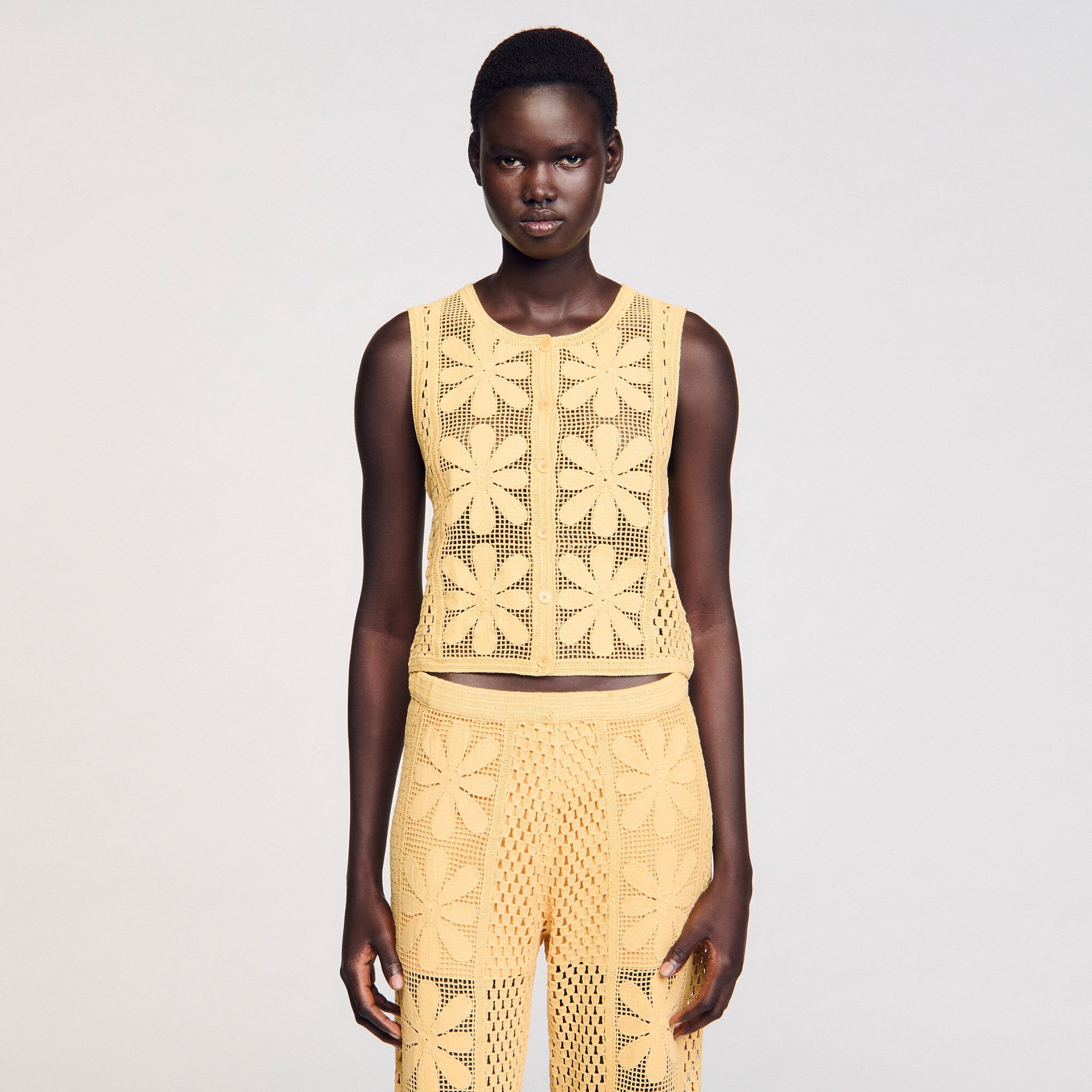 Sandro / Crochet top Yellow