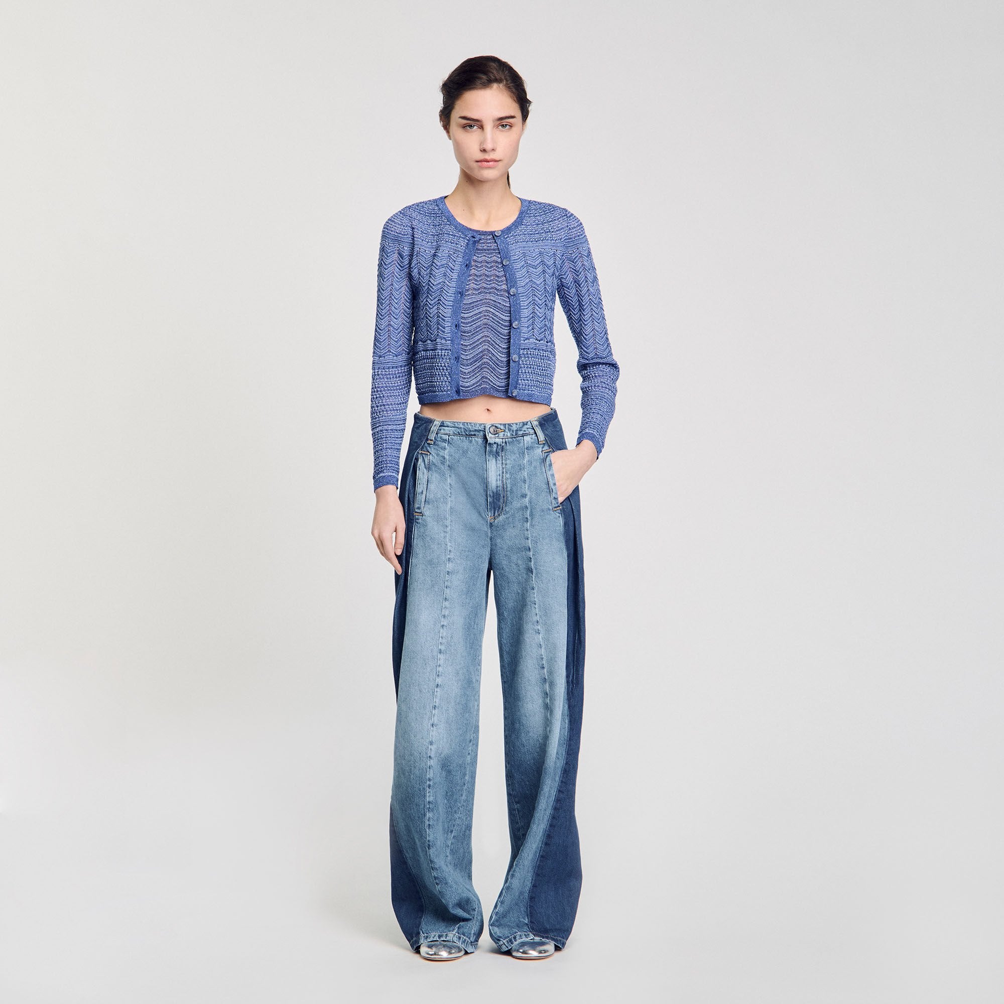 Sandro / Glitter knit cardigan Royal Blue