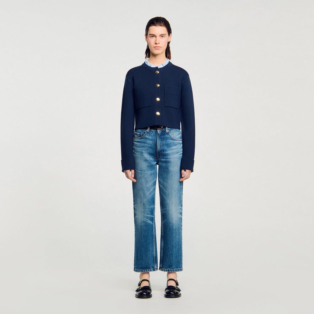 Sandro / Cardigan with ruffle collar Navy Blue