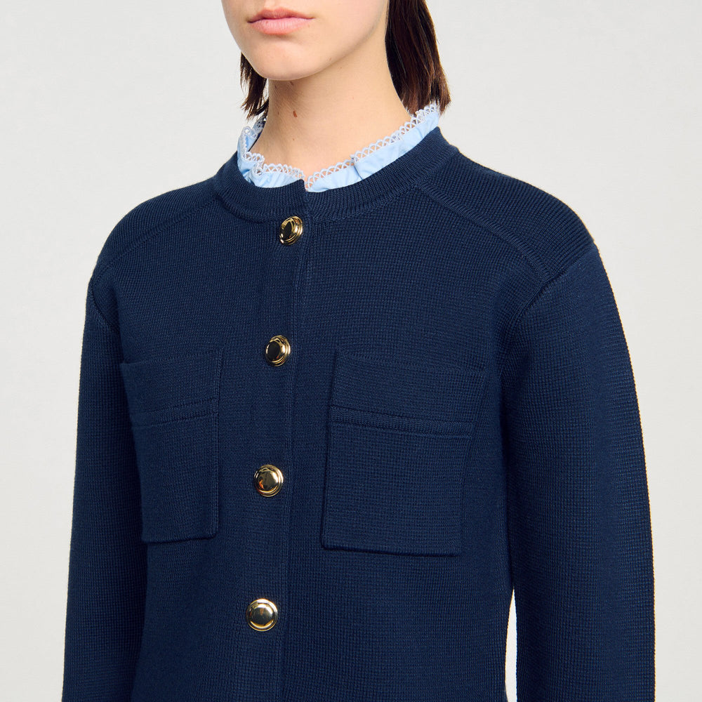 Sandro / Cardigan with ruffle collar Navy Blue