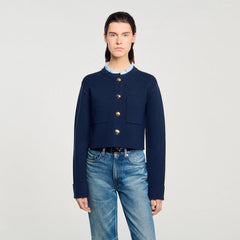 Sandro / Cardigan with ruffle collar Navy Blue